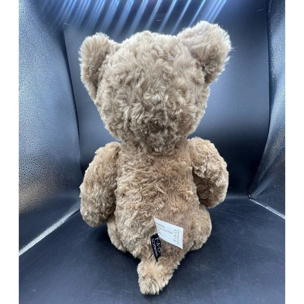 FAO Schwarz Teddy Bear Plush 12” Brown Embroidered Feet 2017 Stuffed Animal